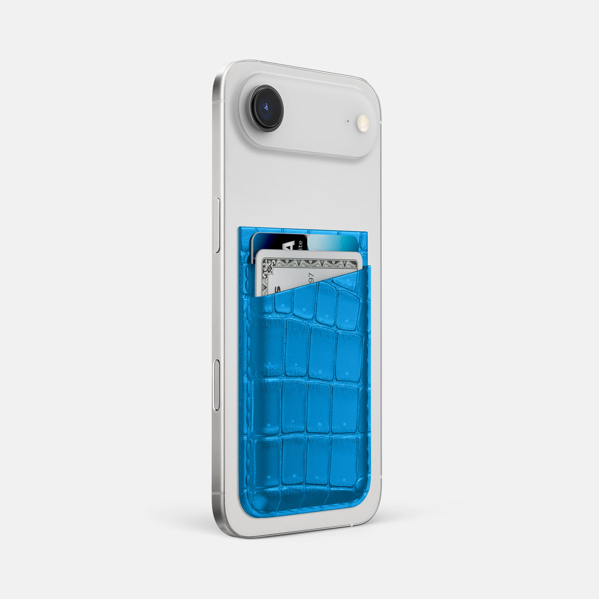 MagSafe Wallet For iPhone 17 Air In Porosus Crocodile -2 | Blue-Lagoon