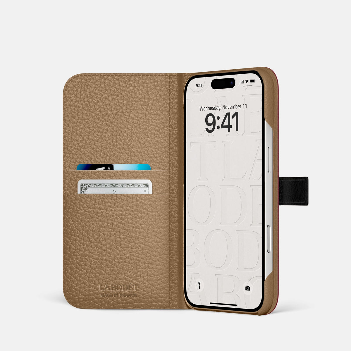 Folio Case with Clasp For iPhone 18 Pro In Alligator -2 | Burgundy-Steel