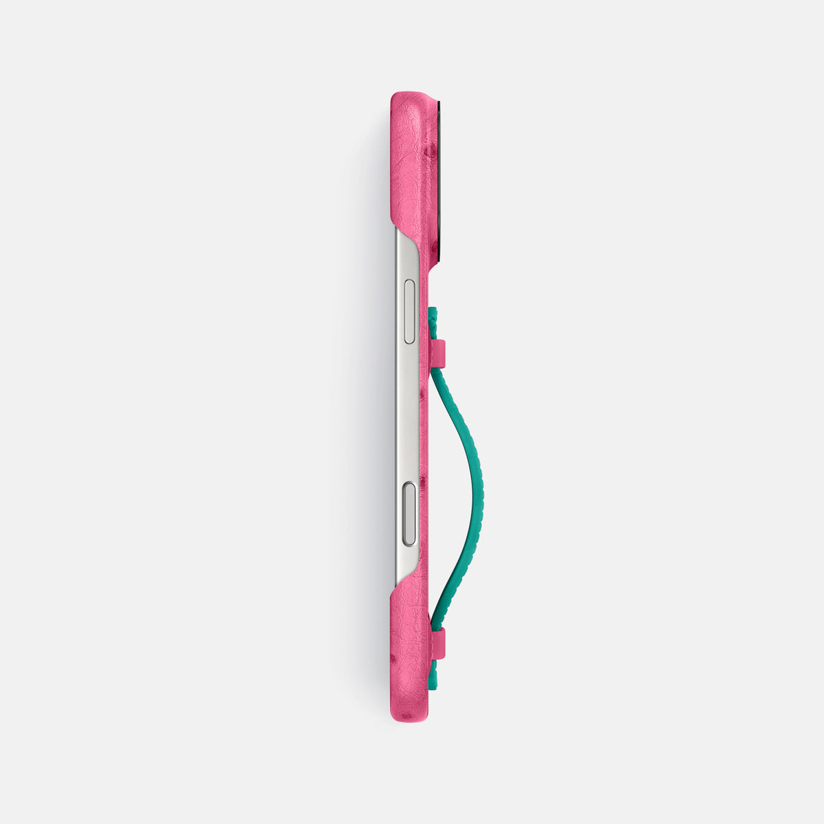 Center Handle Coloré For iPhone 17 Pro Max In Ostrich -2 | Pink-Black