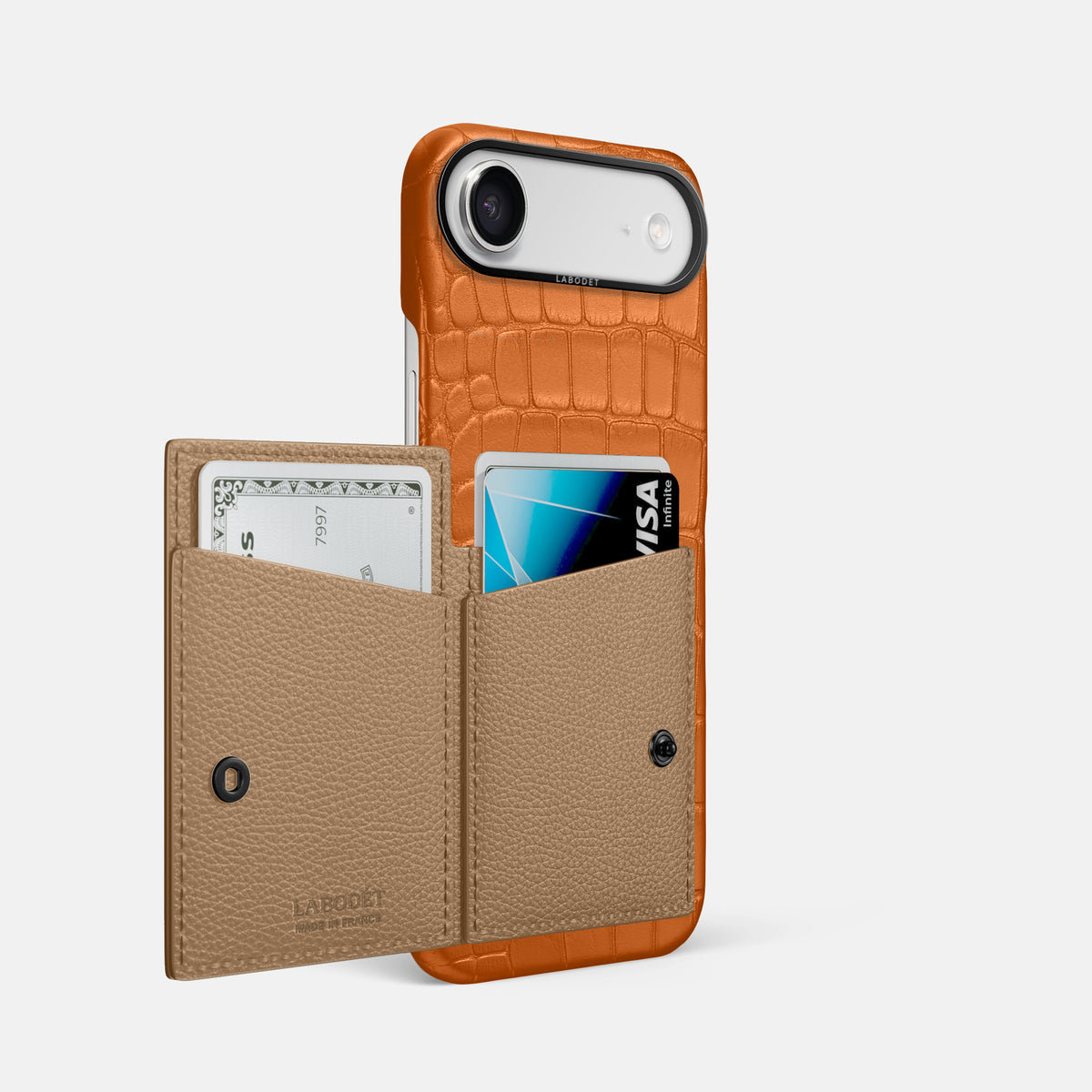 Bi-Fold Case For iPhone 17 Air In Alligator -2 | Orange-Black