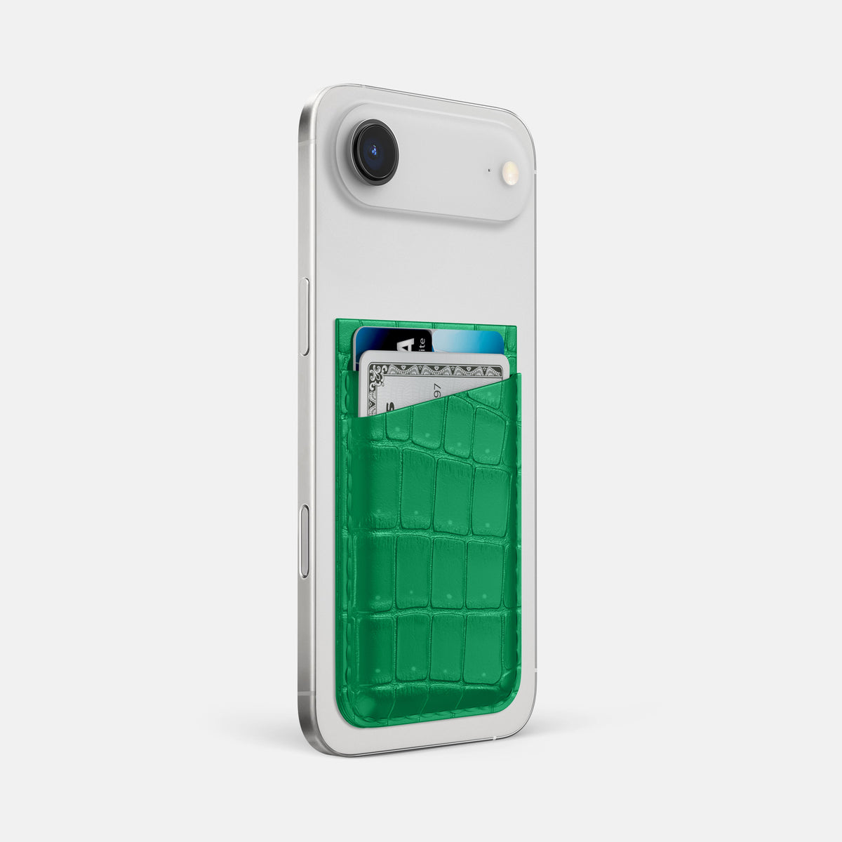 MagSafe Wallet For iPhone 17 Air In Porosus Crocodile -2 | Cactus-Green