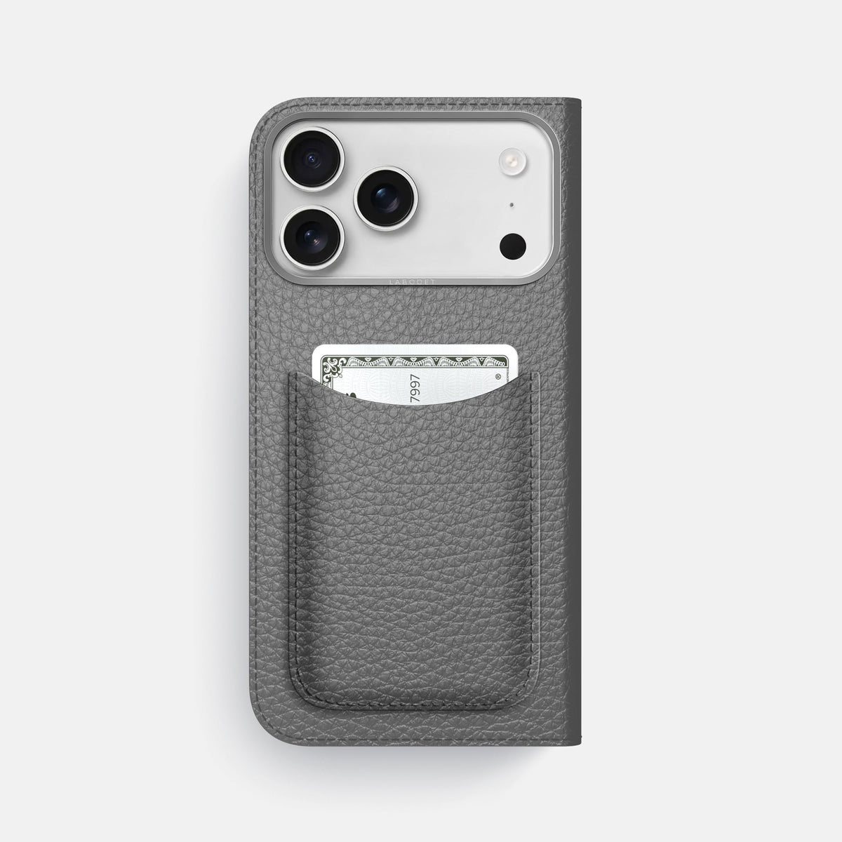 Folio Case with Card For iPhone 18 Pro Max In Calf -3 | Souris-Steel