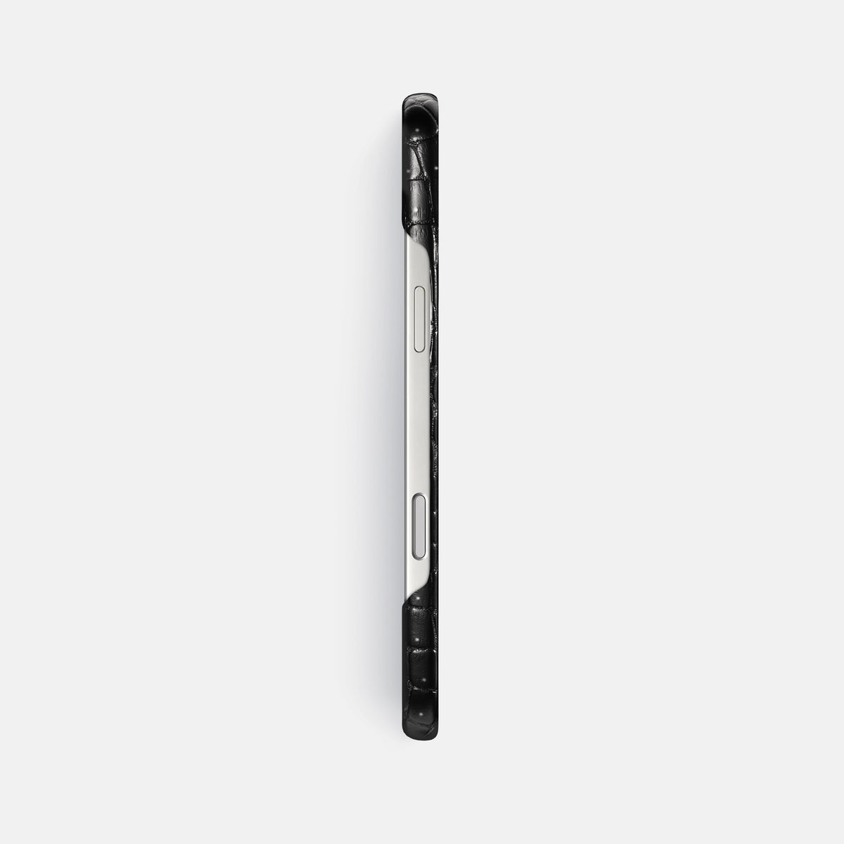 Slim Case For iPhone 17 Pro Max In Porosus Crocodile -3 | Shiny-Black