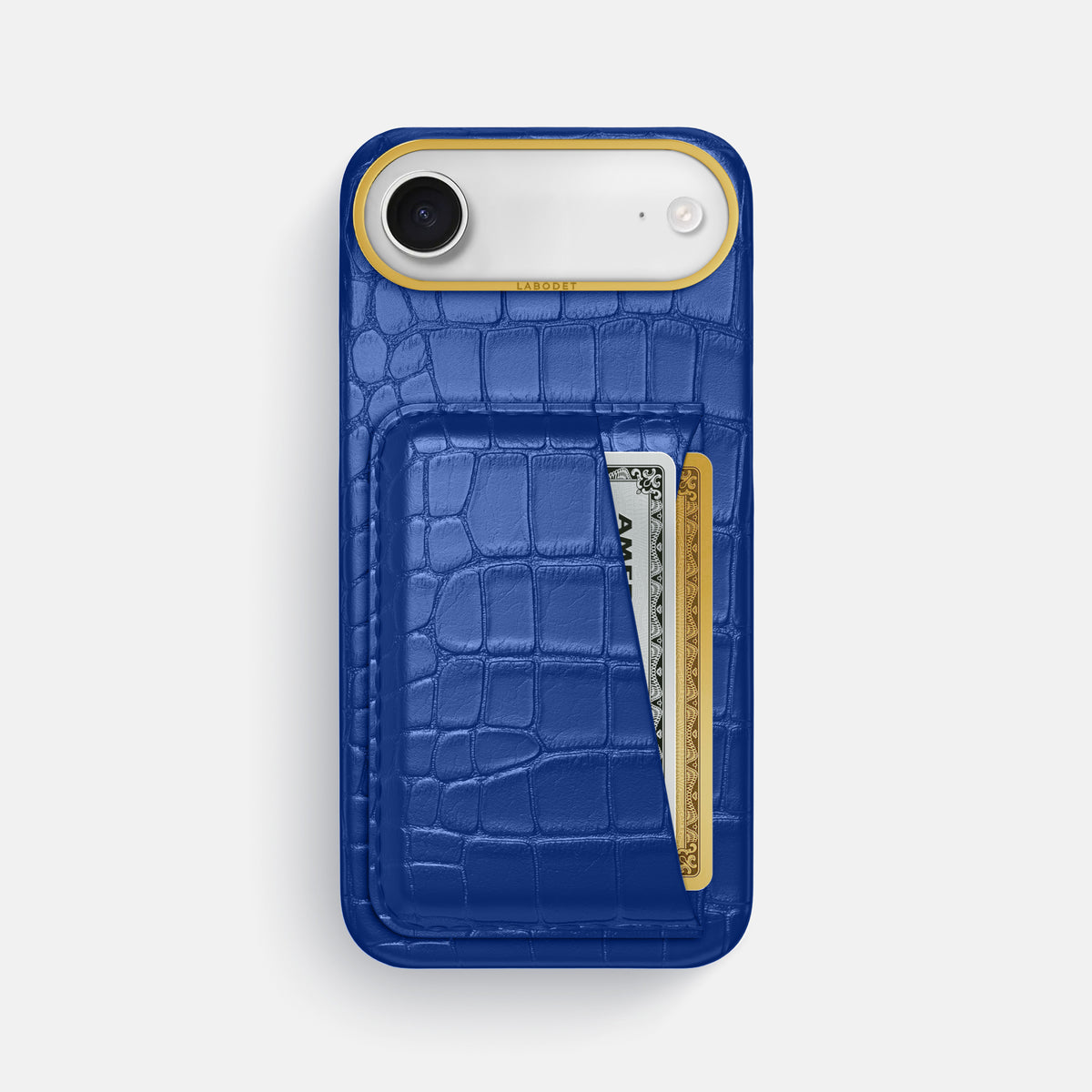 Double Card Case For iPhone 17 Air In Alligator -1 | Royal-Blue-Gold