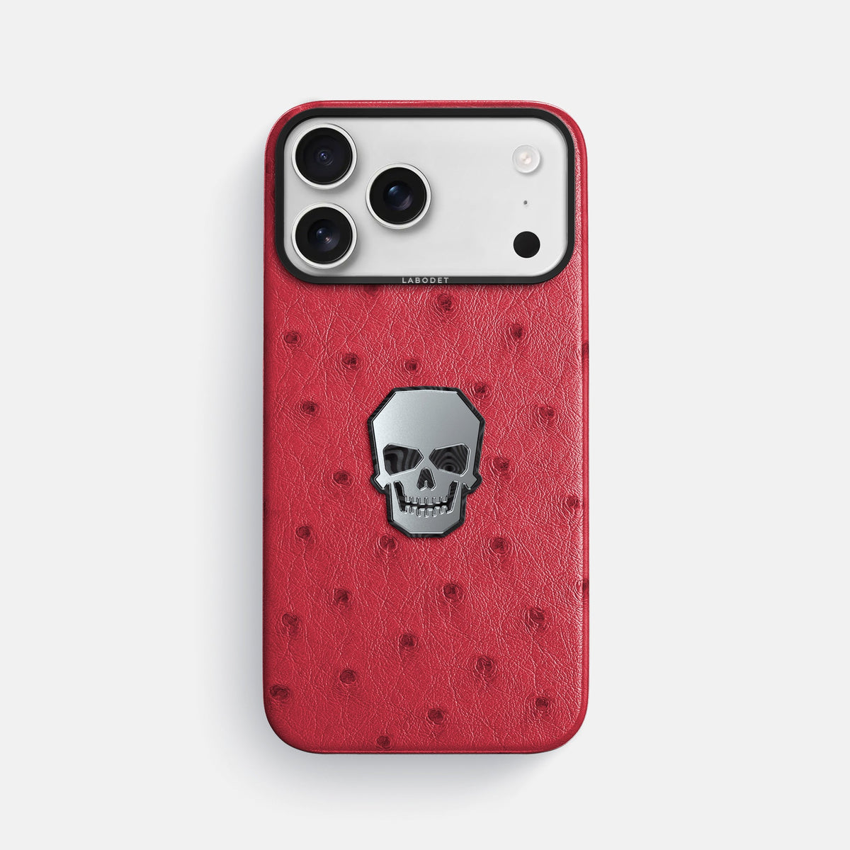 Classic Case With Titanium Skull For iPhone 18 Pro Max In Ostrich -1 | Red-Black