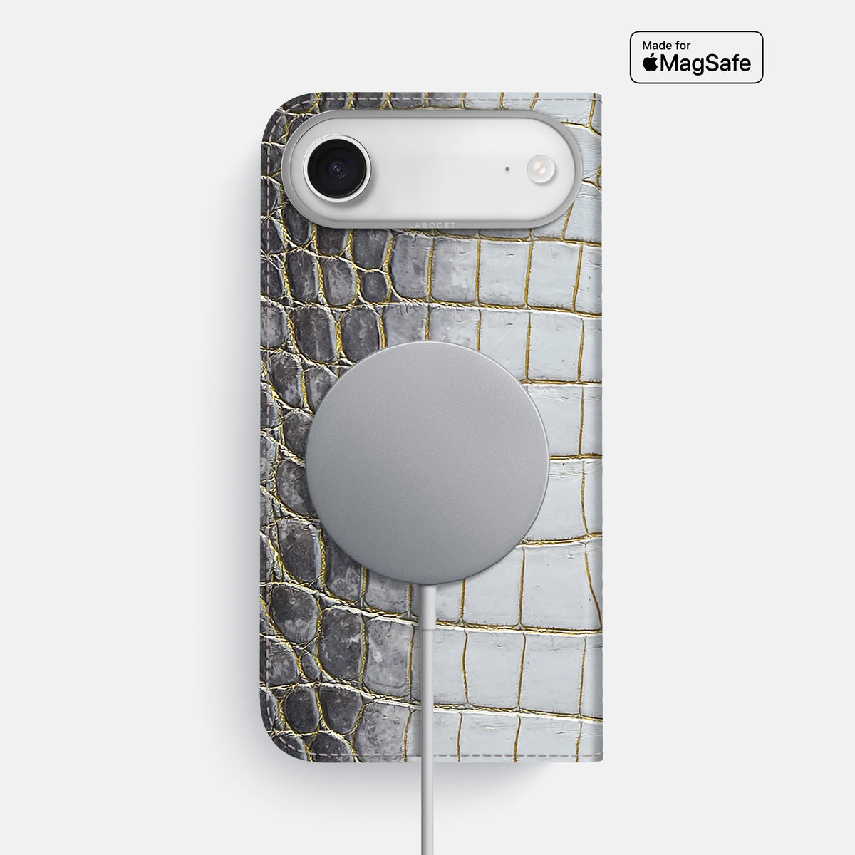 Folio Case For iPhone 17 Air In Himalayan Crocodile -3 | Gold-Steel