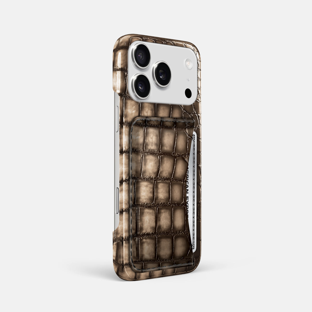 Slim Card Case For iPhone 17 Pro Max In Patina Alligator -2 | Etoupe