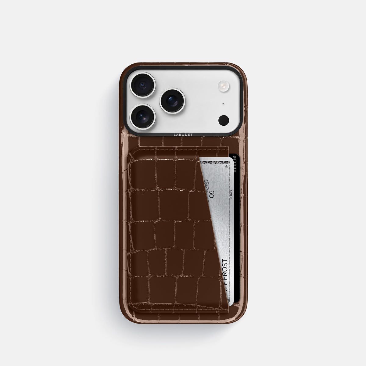 Double Card Case For iPhone 17 Pro In Shiny Alligator -1 | Brown-Black