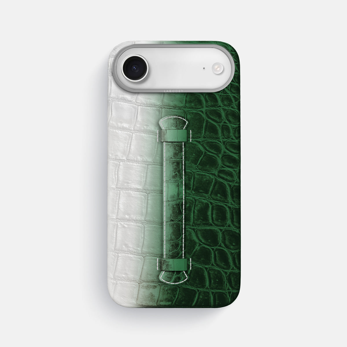 Center Handle For iPhone 17 Air In Himalayan Crocodile -2 | Green-Steel