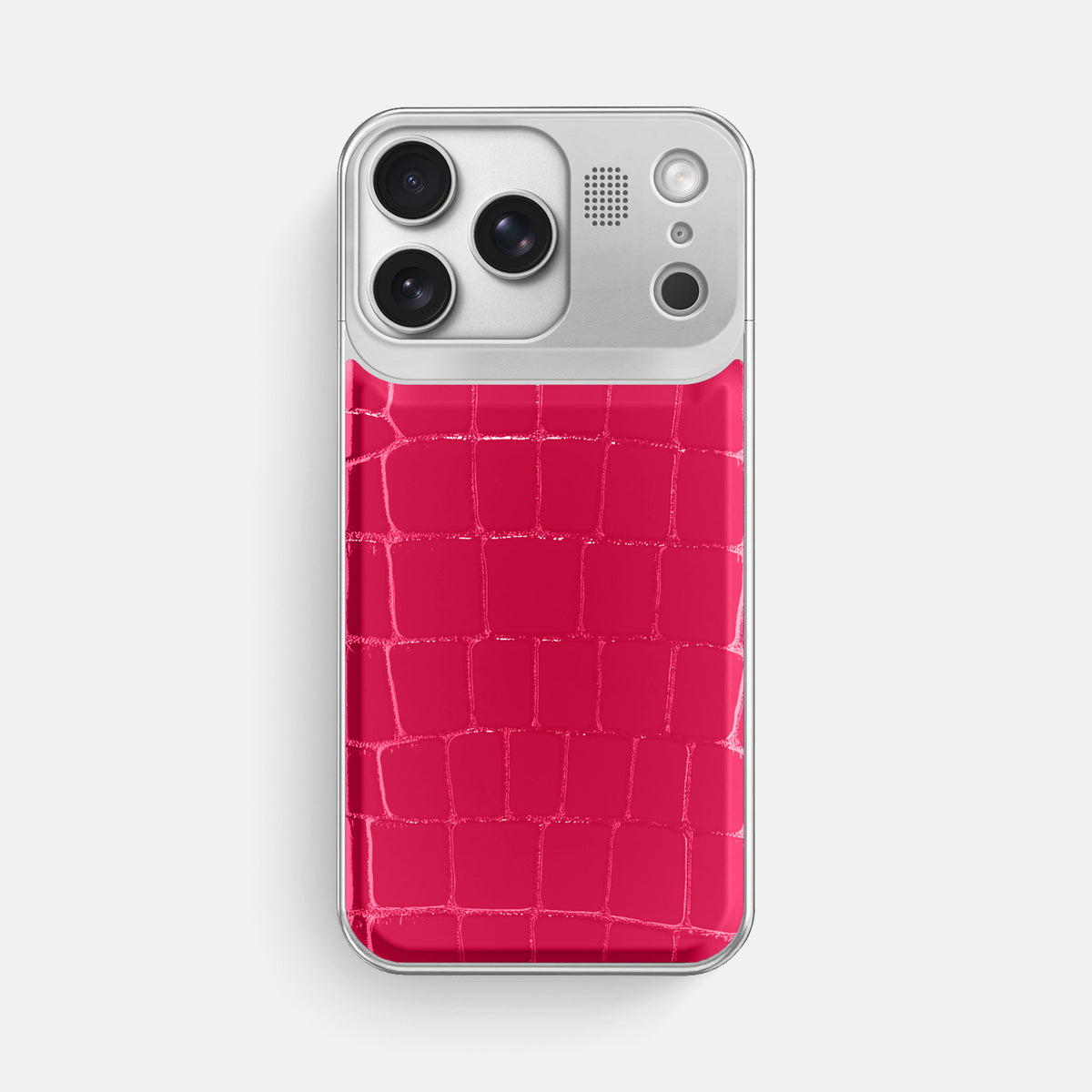 Metal Case For iPhone 17 Pro Max In Shiny Alligator -1 | Pink-Panther-Steel