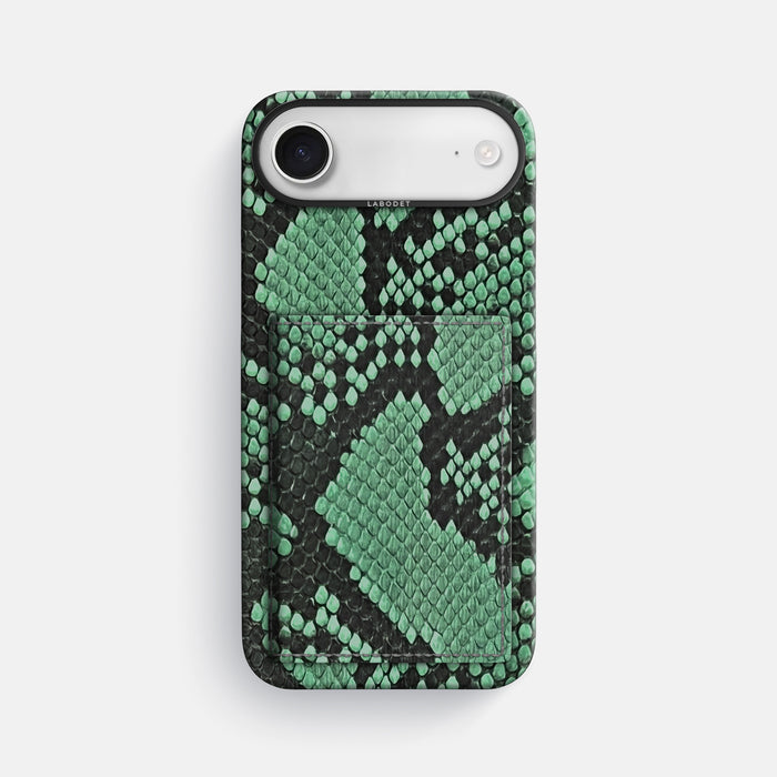 Bi-Fold Case For iPhone 17 Air In Deluxe Python -1 | Forest-Green-Black