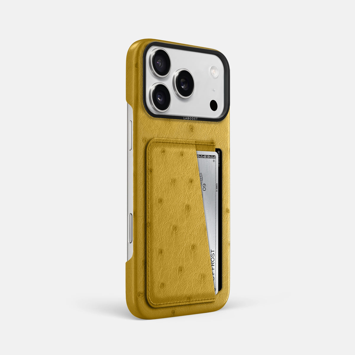 Double Card Case For iPhone 17 Pro Max In Ostrich -2 | Gold-Black