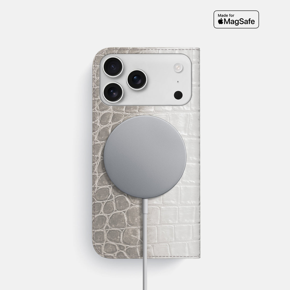 Folio Slim Case For iPhone 18 Pro In Himalayan Crocodile -3 | Grey