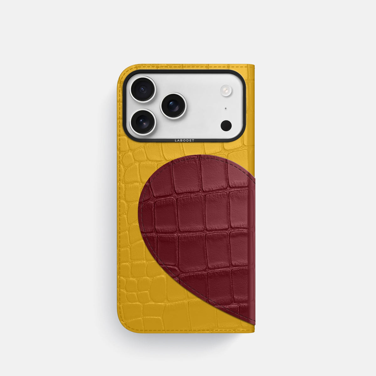 Folio Case With Heart For iPhone 18 Pro In Alligator -3 | Yellow-Black