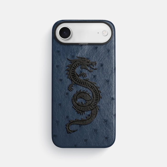 Classic Case With Carbon Dragon For iPhone 17 Air In Ostrich -1 | Navy-Blue-Black