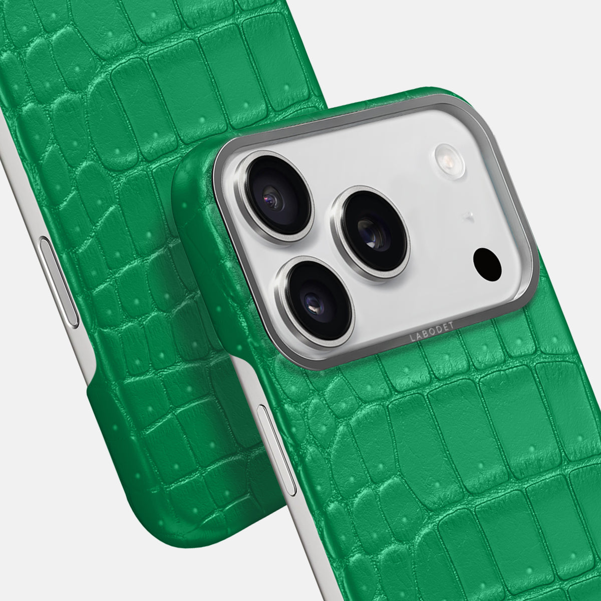 Classic Case For iPhone 17 Pro In Porosus Crocodile -6 | Cactus-Green-Steel