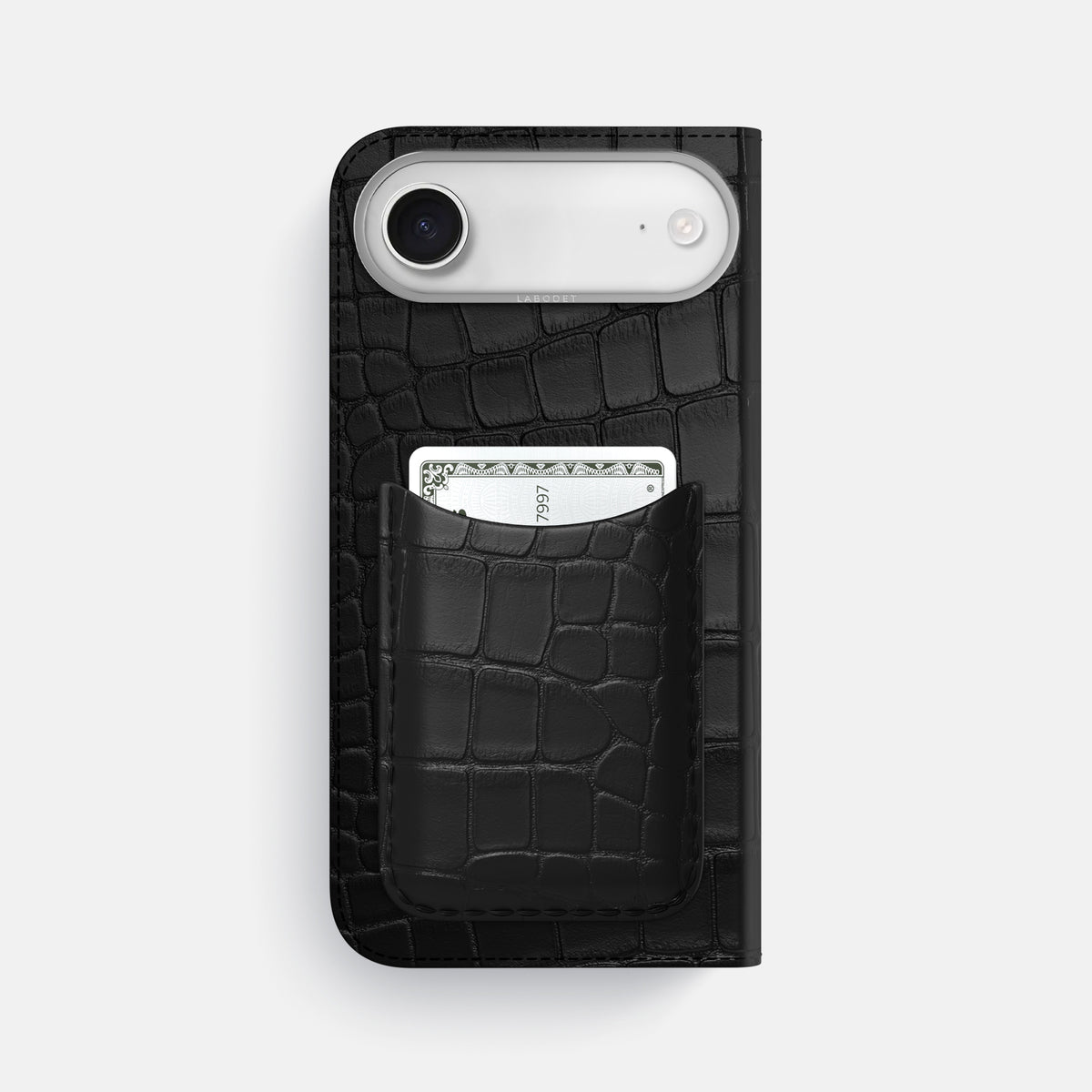 Folio Case with Card For iPhone 17 Air In Alligator -3 | Black-Steel