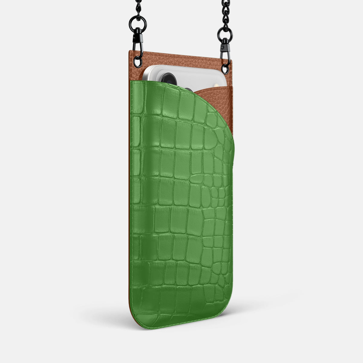 Crossbody Bag For iPhone 18 Pro Max In Alligator -2 | Apple-Green-Black
