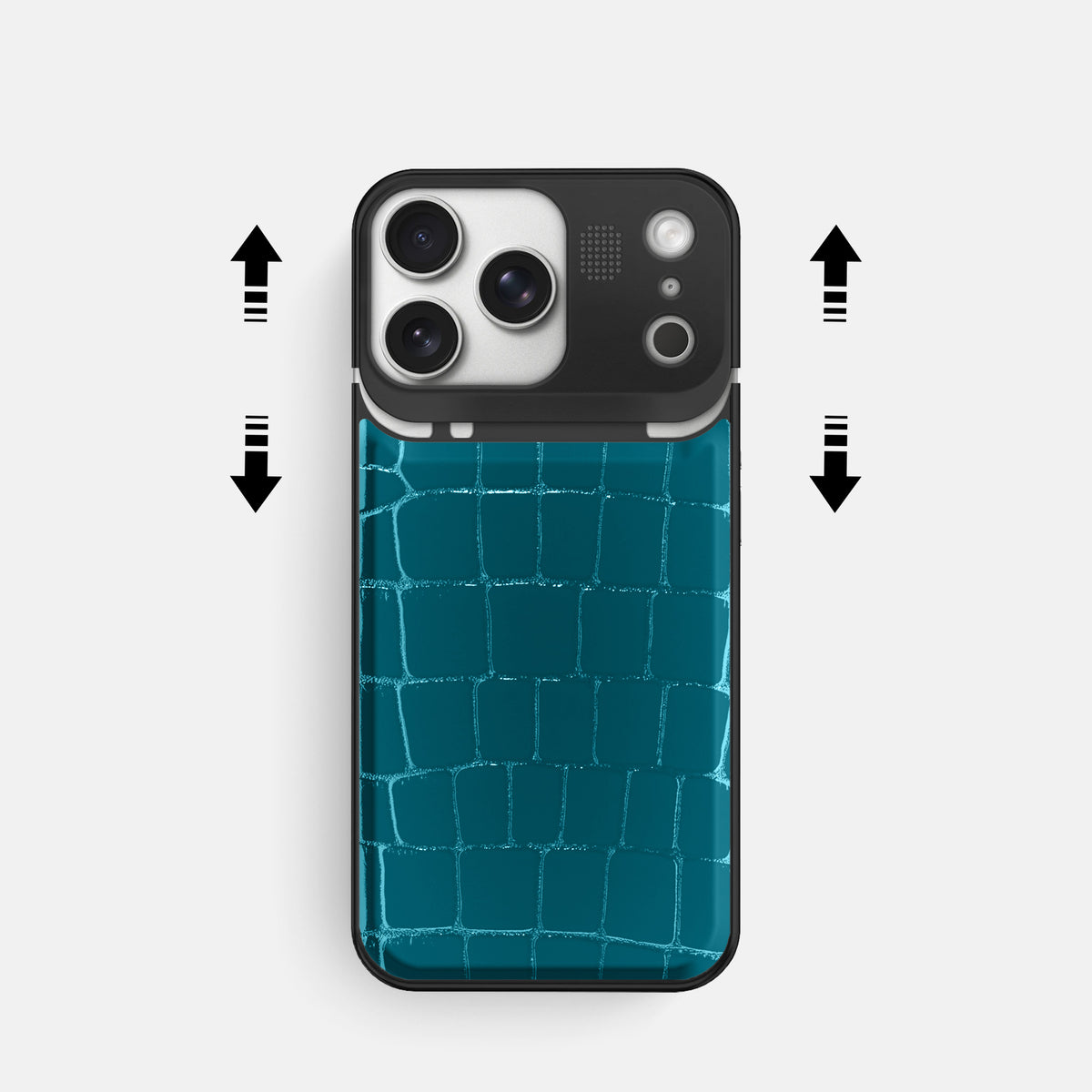 Metal Case For iPhone 17 Pro In Shiny Alligator -2 | Curacao-Black