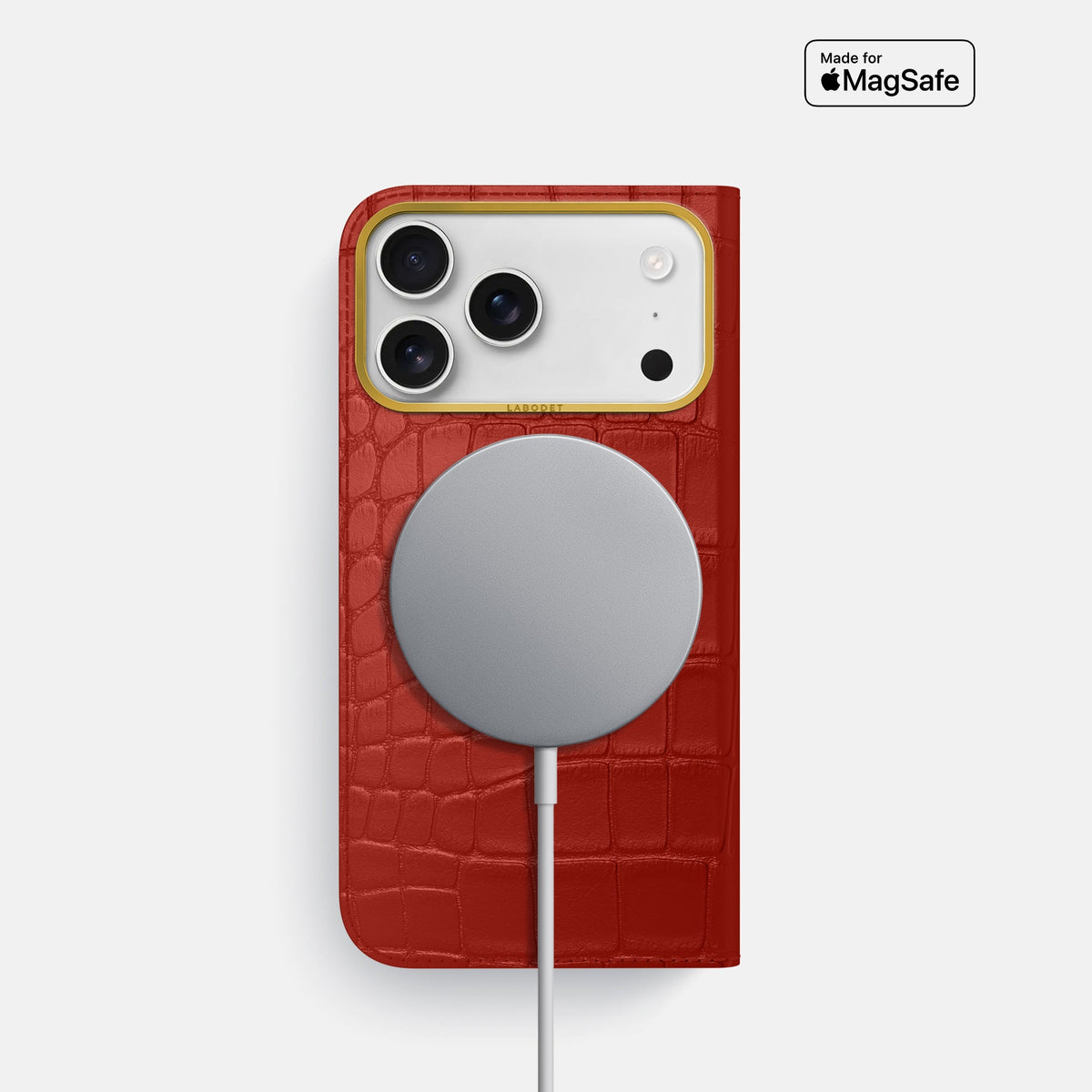 Folio Case For iPhone 18 Pro In Alligator -3 | Red-Gold