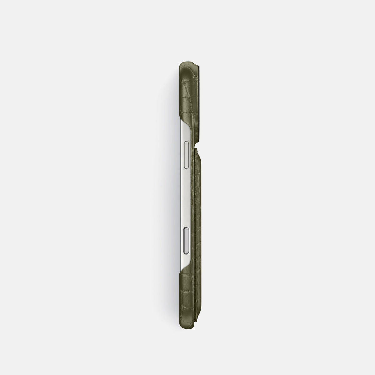 Double Card Case For iPhone 18 Pro In Alligator -3 | Kaki-Green-Black