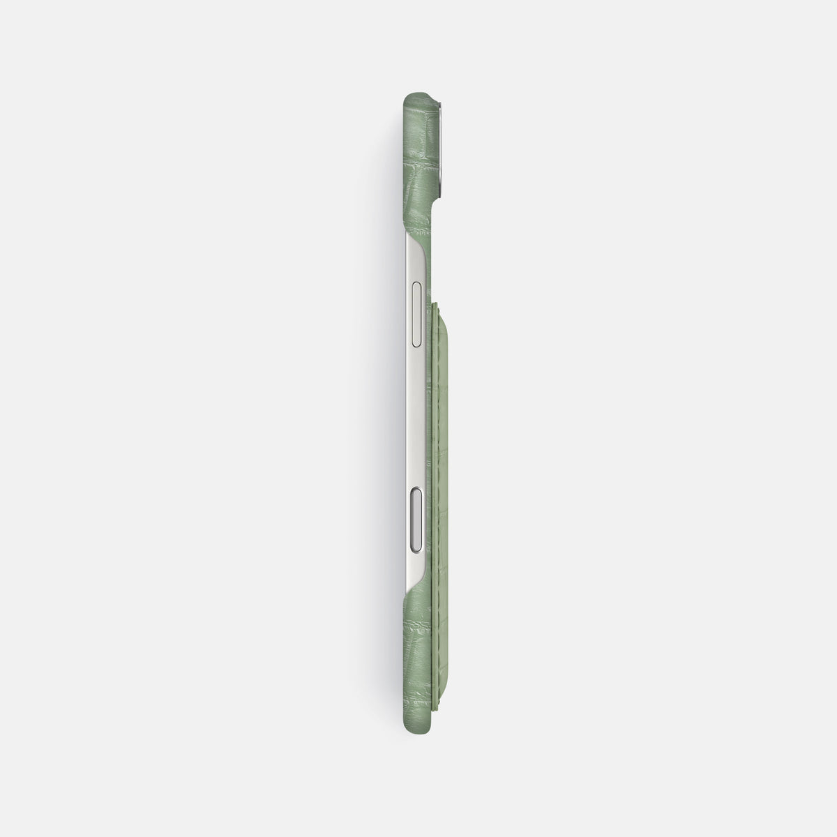 Double Card Case For iPhone 17 Air In Himalayan Crocodile -3 | Pistachio-Steel