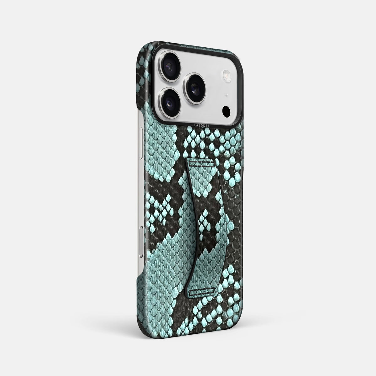 Finger Case For iPhone 18 Pro Max In Deluxe Python -2 | Blue-Lagoon-Black