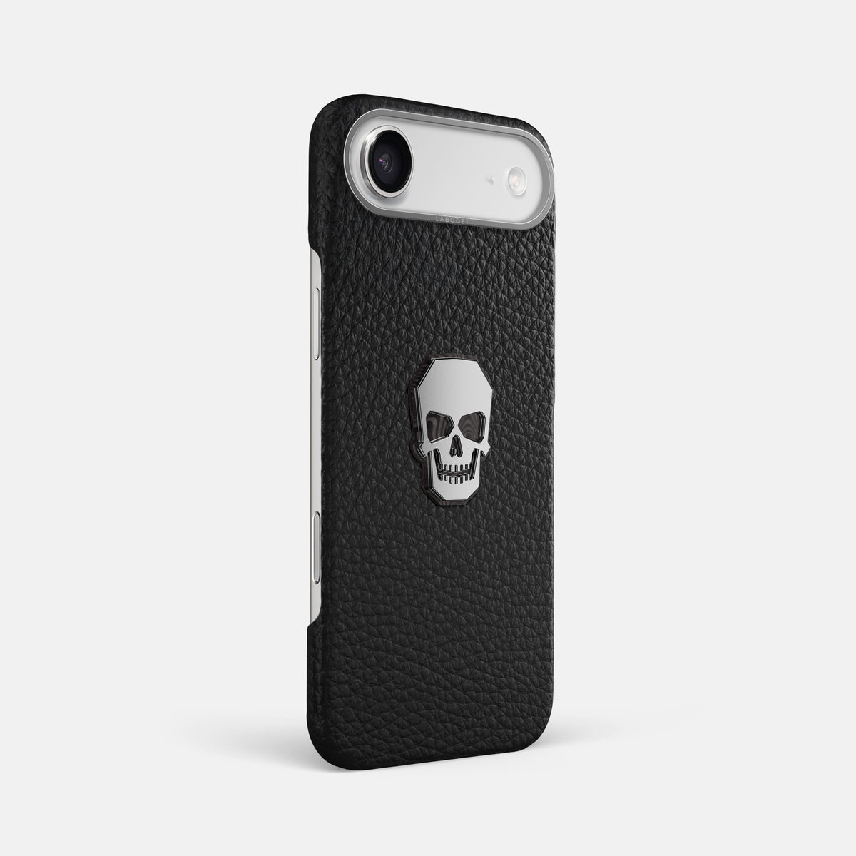 Classic Case With Titanium Skull For iPhone 17 Air In Calf -2 | Black-Steel