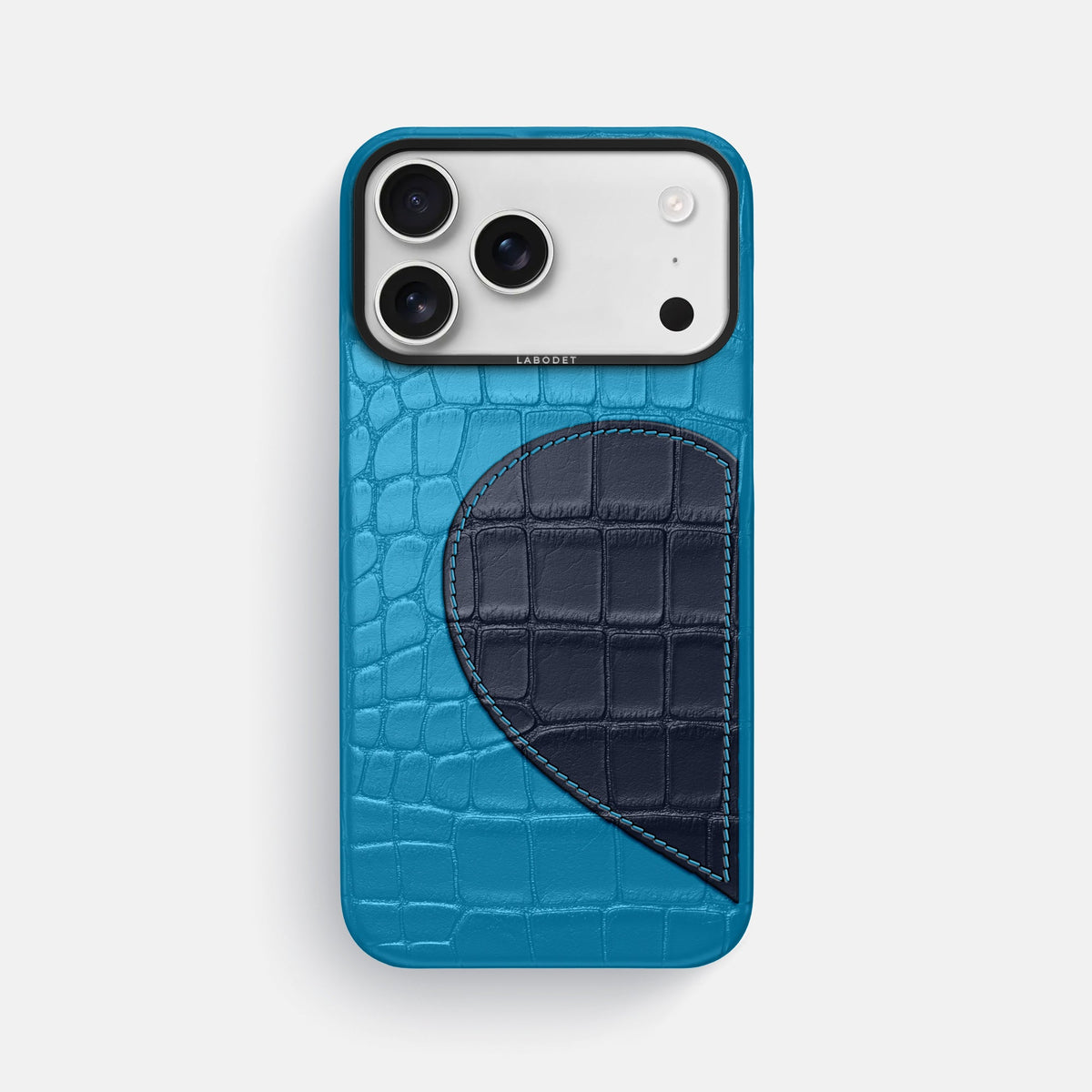 Classic Case With Half Heart - Left For iPhone 18 Pro Max In Alligator -1 | Curaçao-Blue-Black