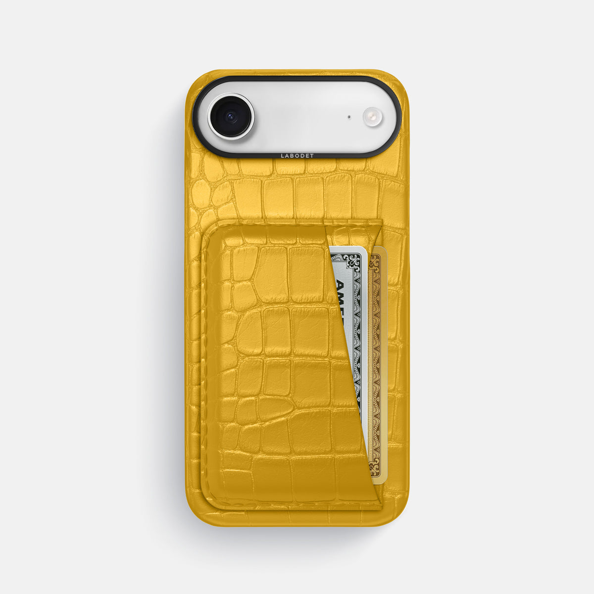 Double Card Case For iPhone 17 Air In Alligator -1 | Yellow-Black