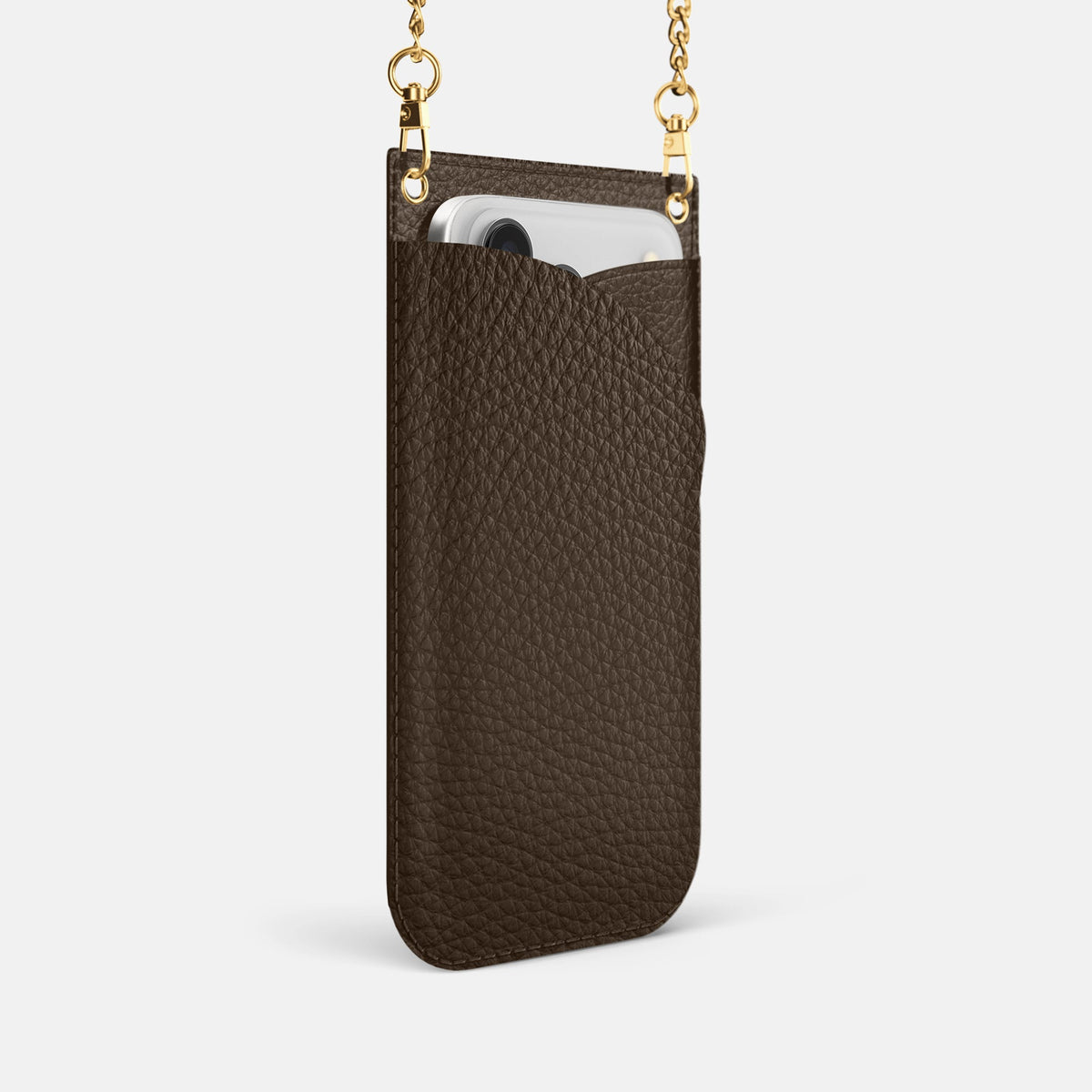 Crossbody Bag For iPhone 18 Pro In Calf -2 | Dark-Brown-Gold