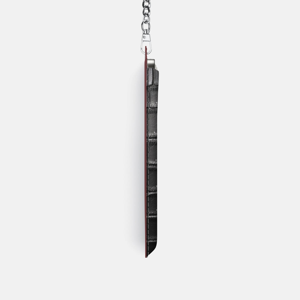 Crossbody Bag For iPhone 18 Pro In Porosus Crocodile -4 | Shiny-Black-Steel