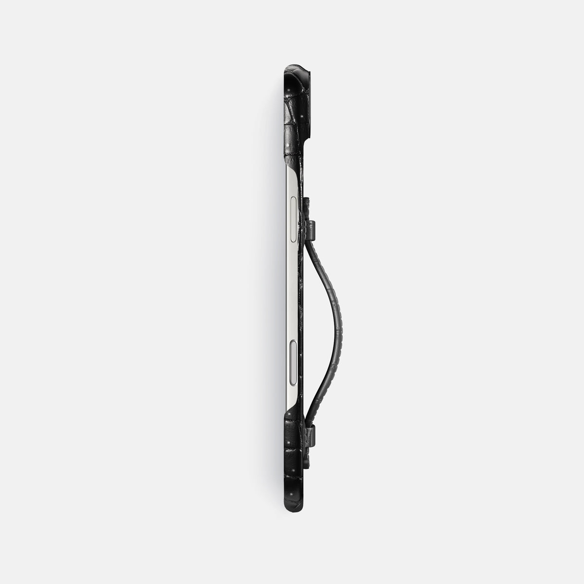 Center Handle For iPhone 17 Air In Porosus Crocodile -2 | Shiny-Black-Black