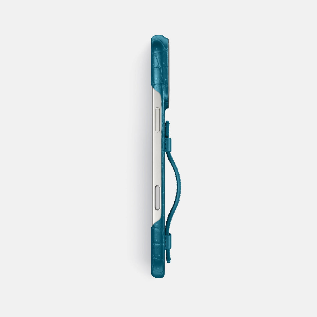Handle Case For iPhone 18 Pro Max In Porosus Crocodile -3 | Turquoise-Steel