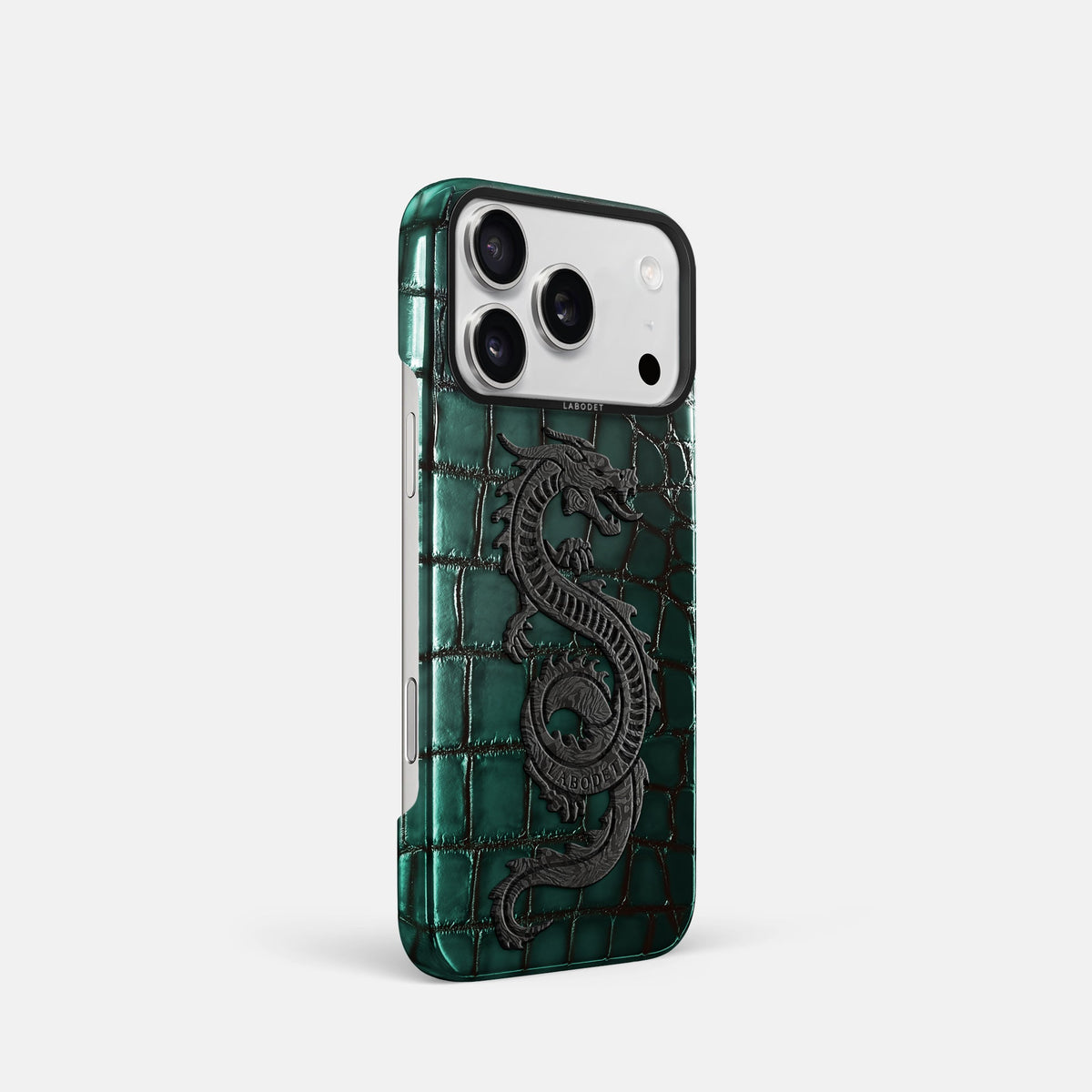Classic Case With Carbon Dragon For iPhone 18 Pro In Patina Alligator -2 | Green-Black