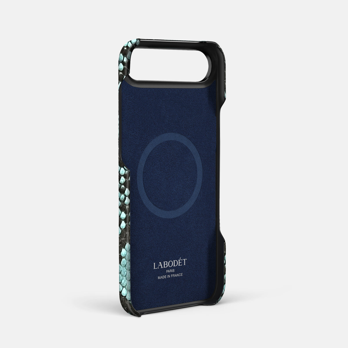 Center Handle For iPhone 17 Air In Deluxe Python -3 | Blue-Lagoon-Black