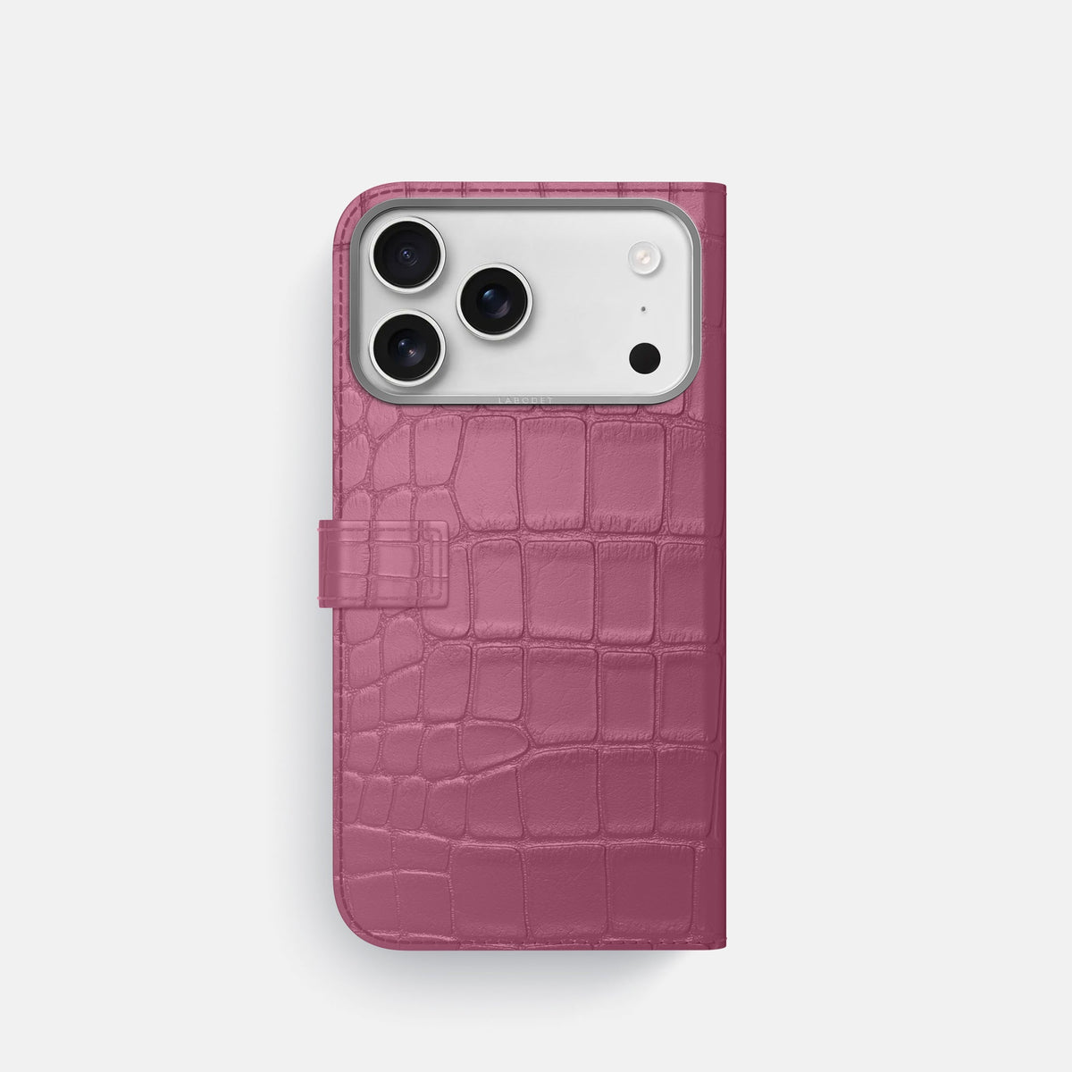 Folio Case with Clasp For iPhone 18 Pro In Alligator -3 | Pink-Lagoon-Steel