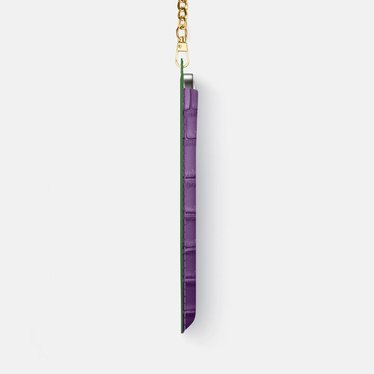 Crossbody Bag For iPhone 18 Pro Max In Porosus Crocodile -4 | Purple-Gold
