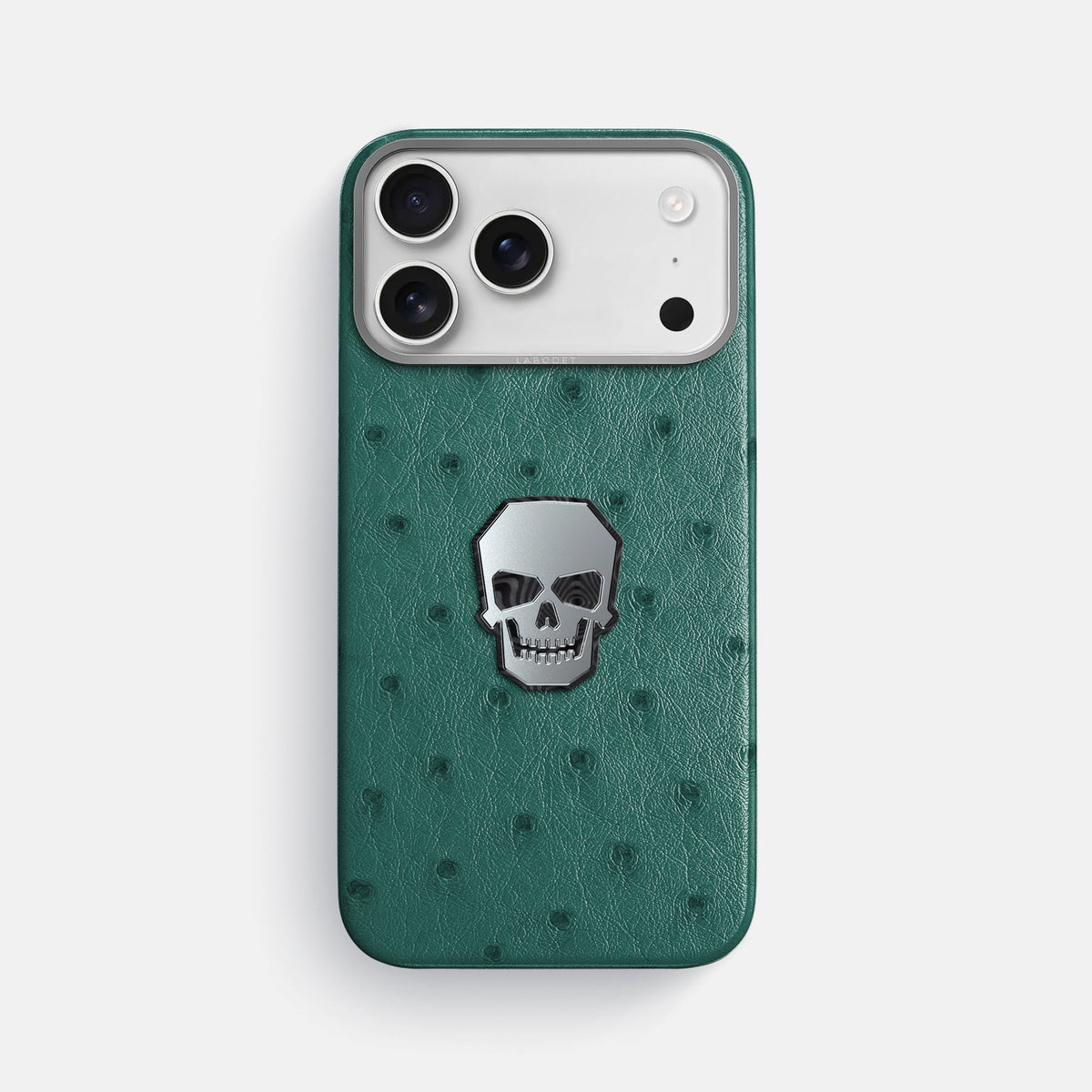 Classic Case With Titanium Skull For iPhone 18 Pro Max In Ostrich -1 | Forest-Green-Steel