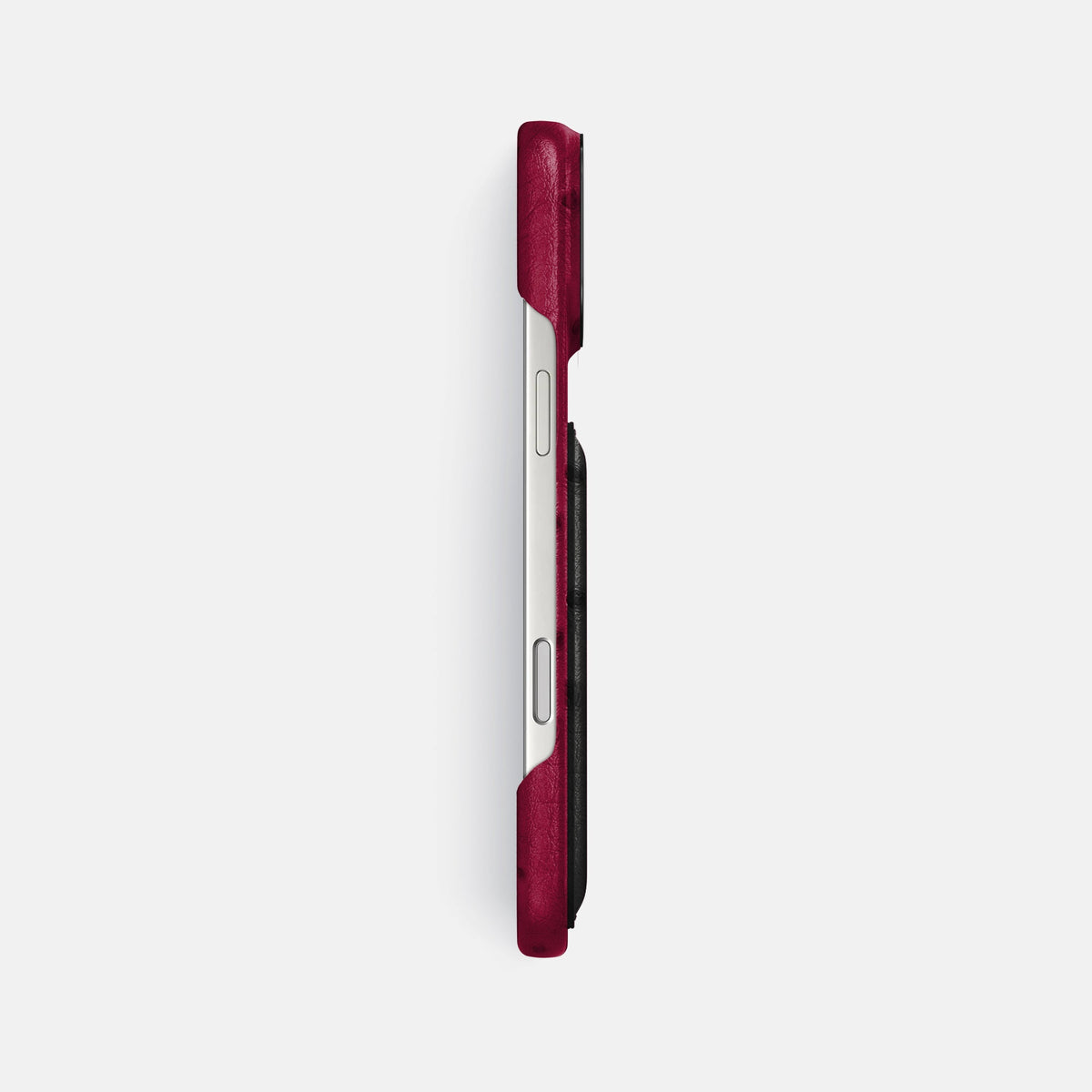 Double Card Case Coloré For iPhone 18 Pro Max In Ostrich -3 | Bordeaux-Black