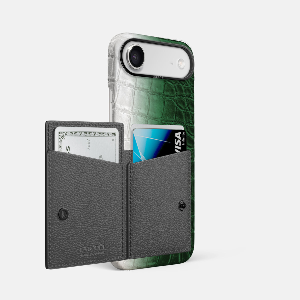 Bi-Fold Case For iPhone 17 Air In Himalayan Crocodile -2 | Green-Black