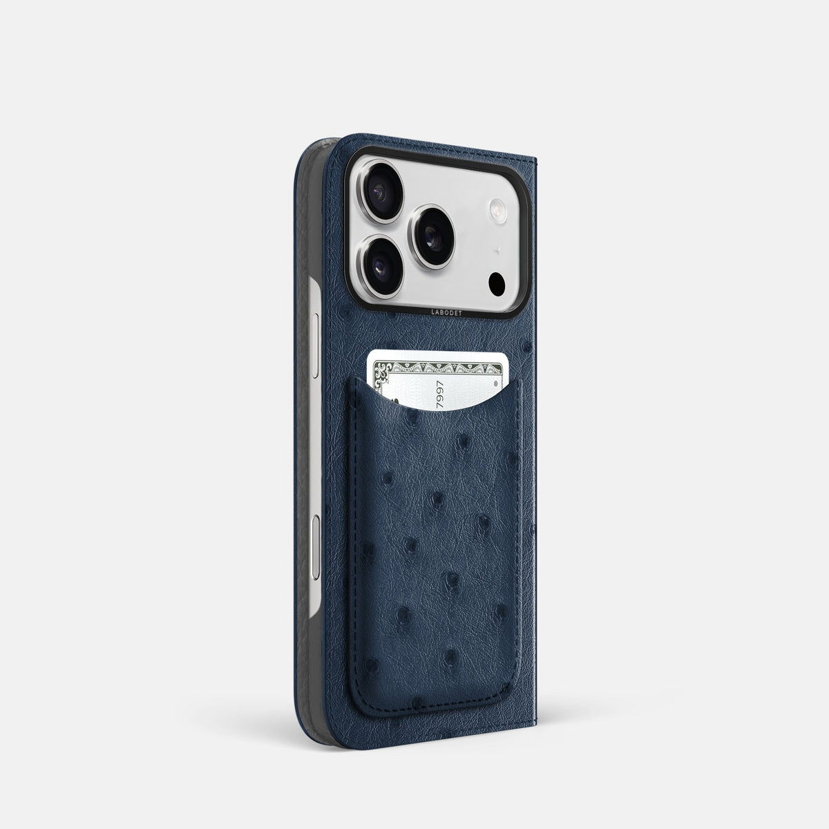 Folio Case with Card For iPhone 18 Pro In Ostrich -1 | Navy-Blue-Black