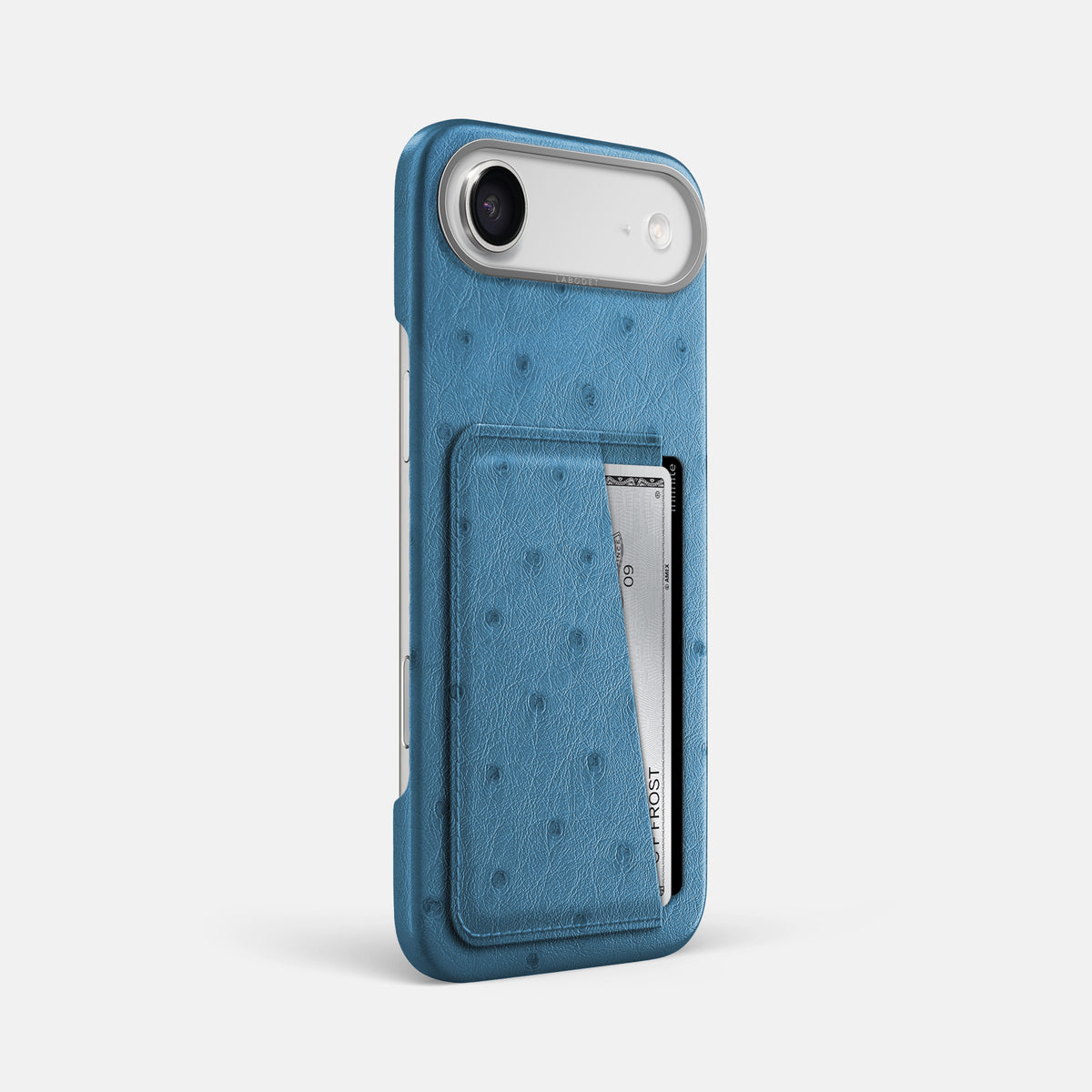 Double Card Case For iPhone 17 Air In Ostrich -2 | Blue-Jeans-Steel