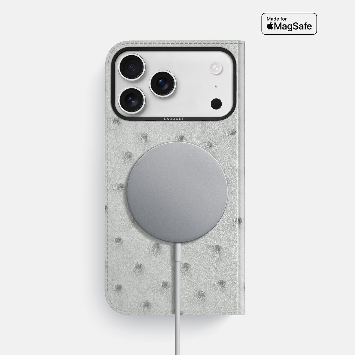 Folio Case For iPhone 17 Pro Max In Ostrich -3 | White-Black
