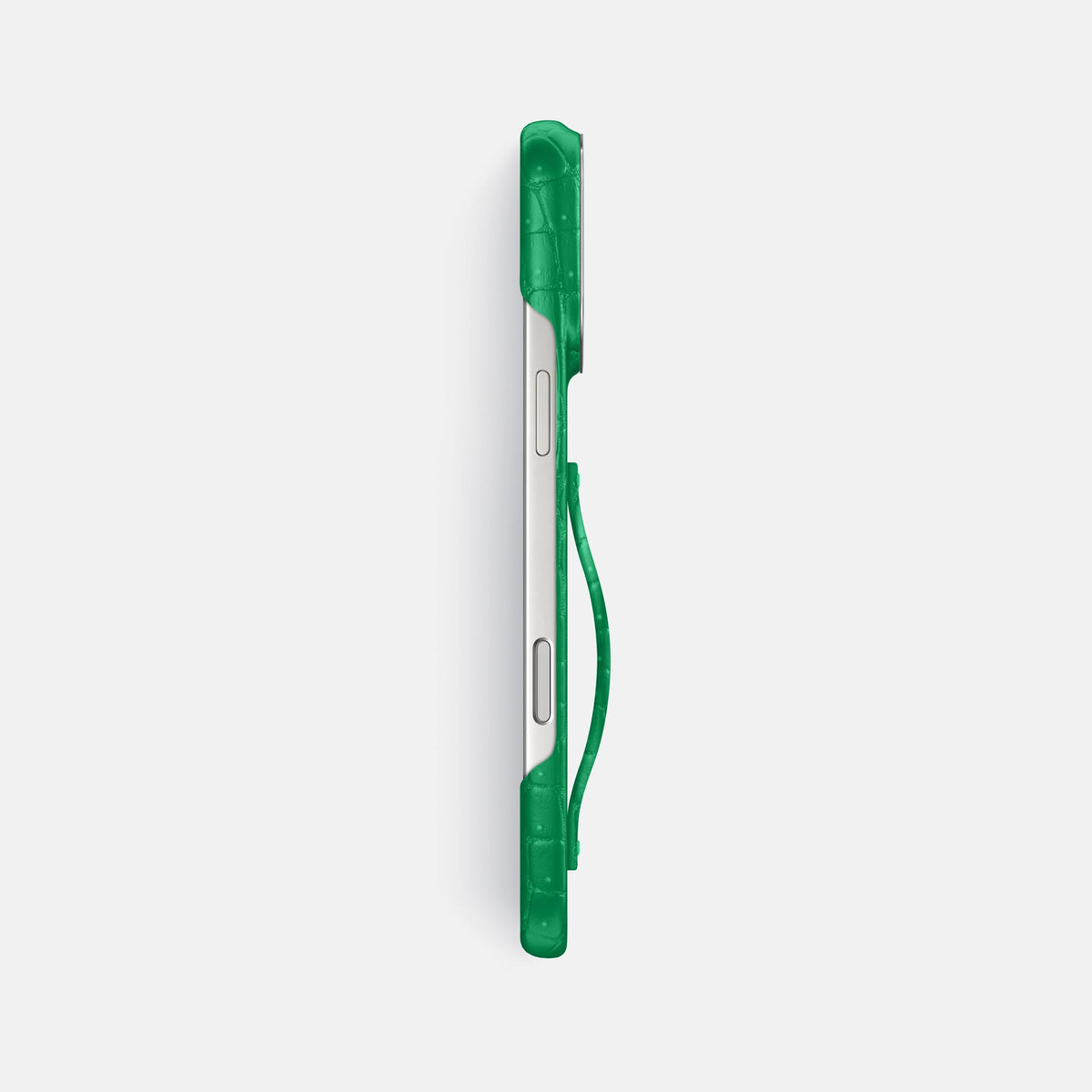Finger Case For iPhone 18 Pro Max In Porosus Crocodile -3 | Cactus-Green-Steel