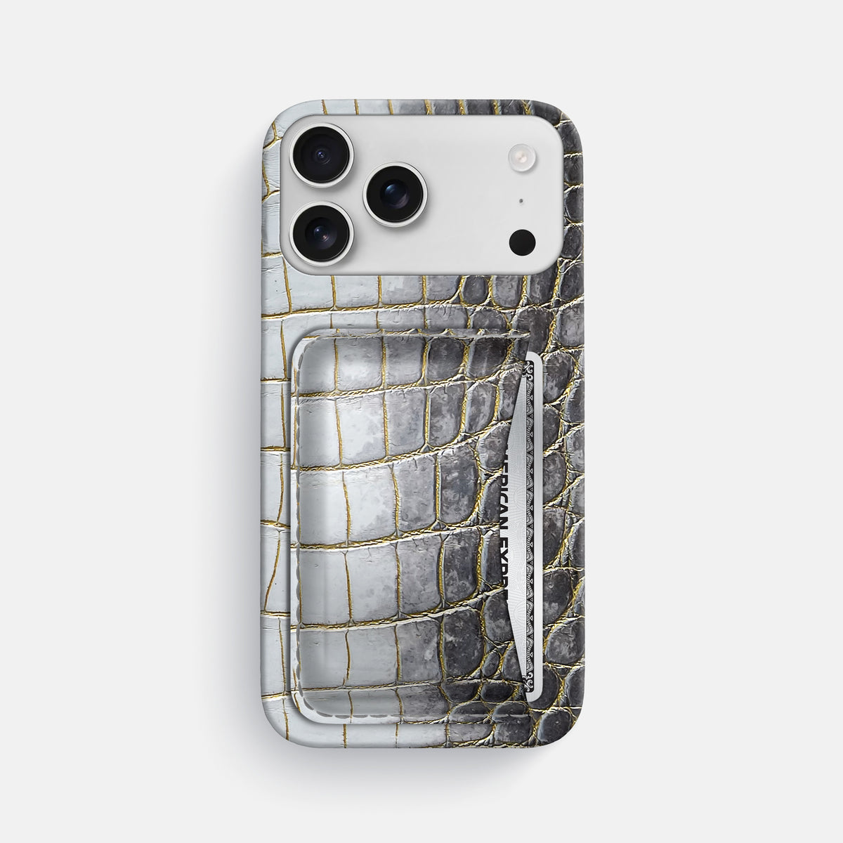 Slim Card Case For iPhone 17 Pro Max In Himalayan Crocodile -1 | Gold