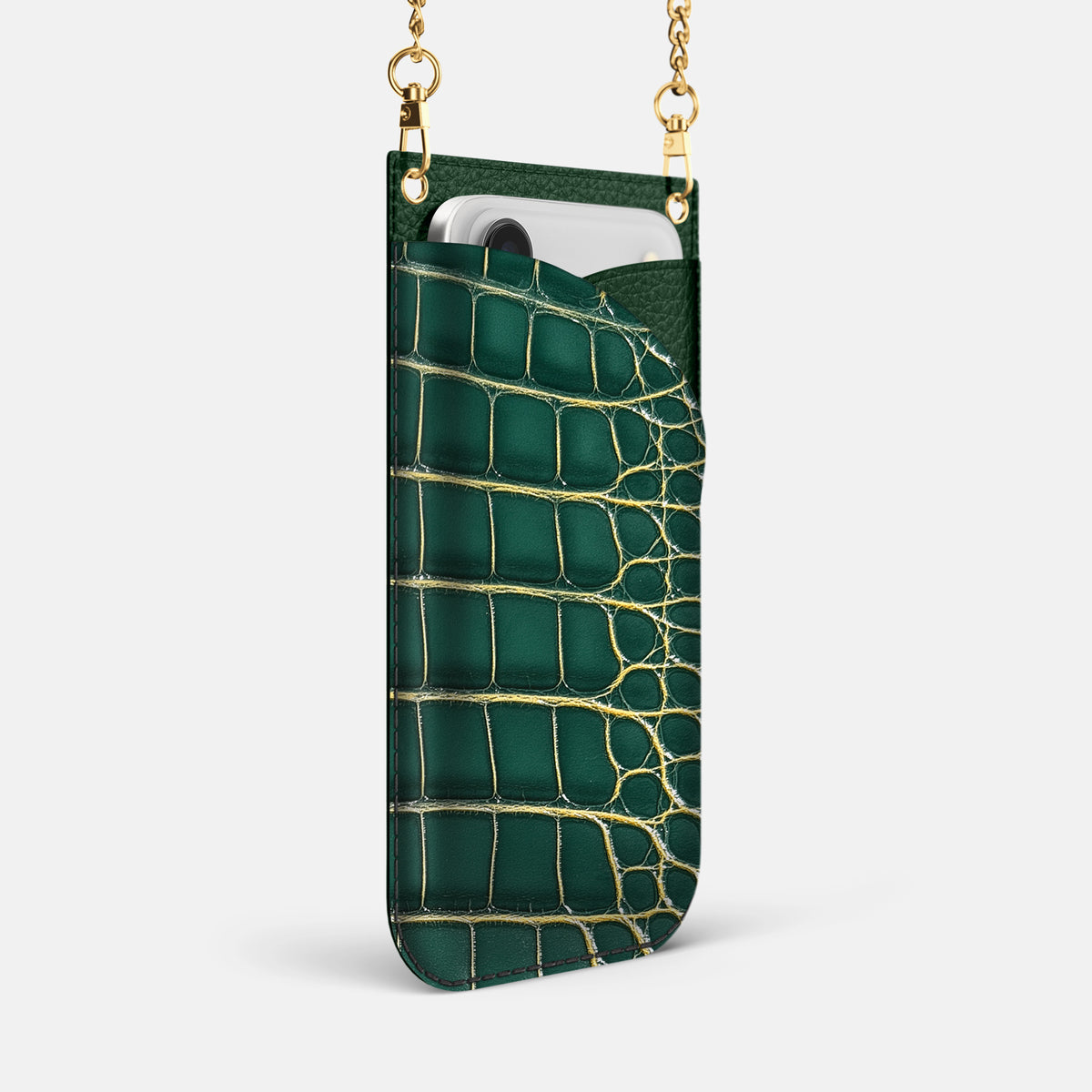 Crossbody Bag For iPhone 17 Air In Patina Alligator -2 | Cambridge-Gold