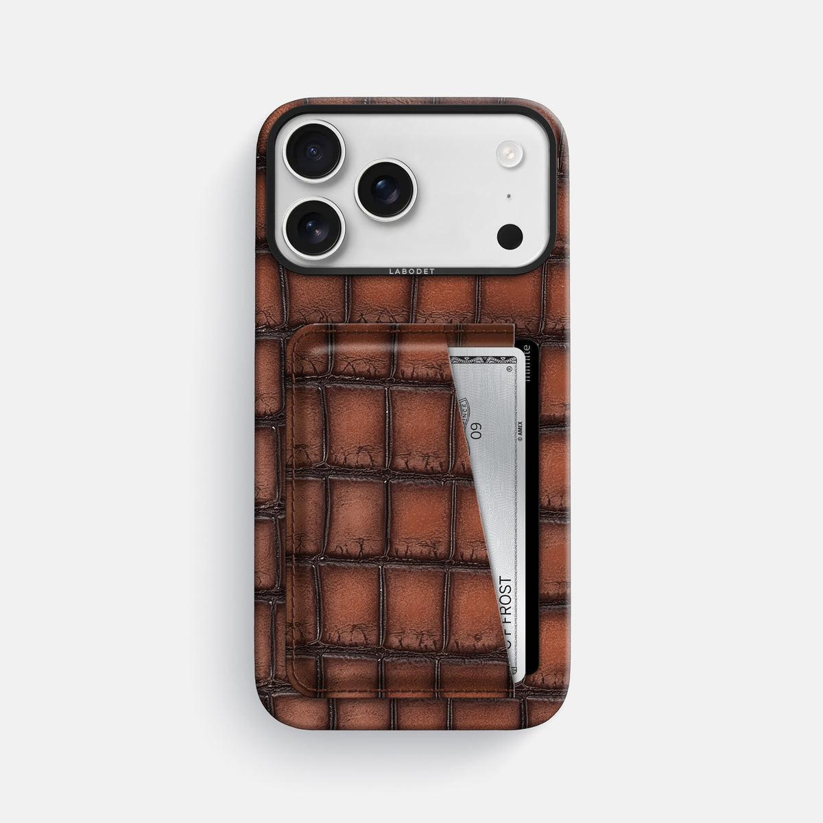 Double Card Case For iPhone 17 Pro Max In Patina Alligator -1 | Baobab-Black