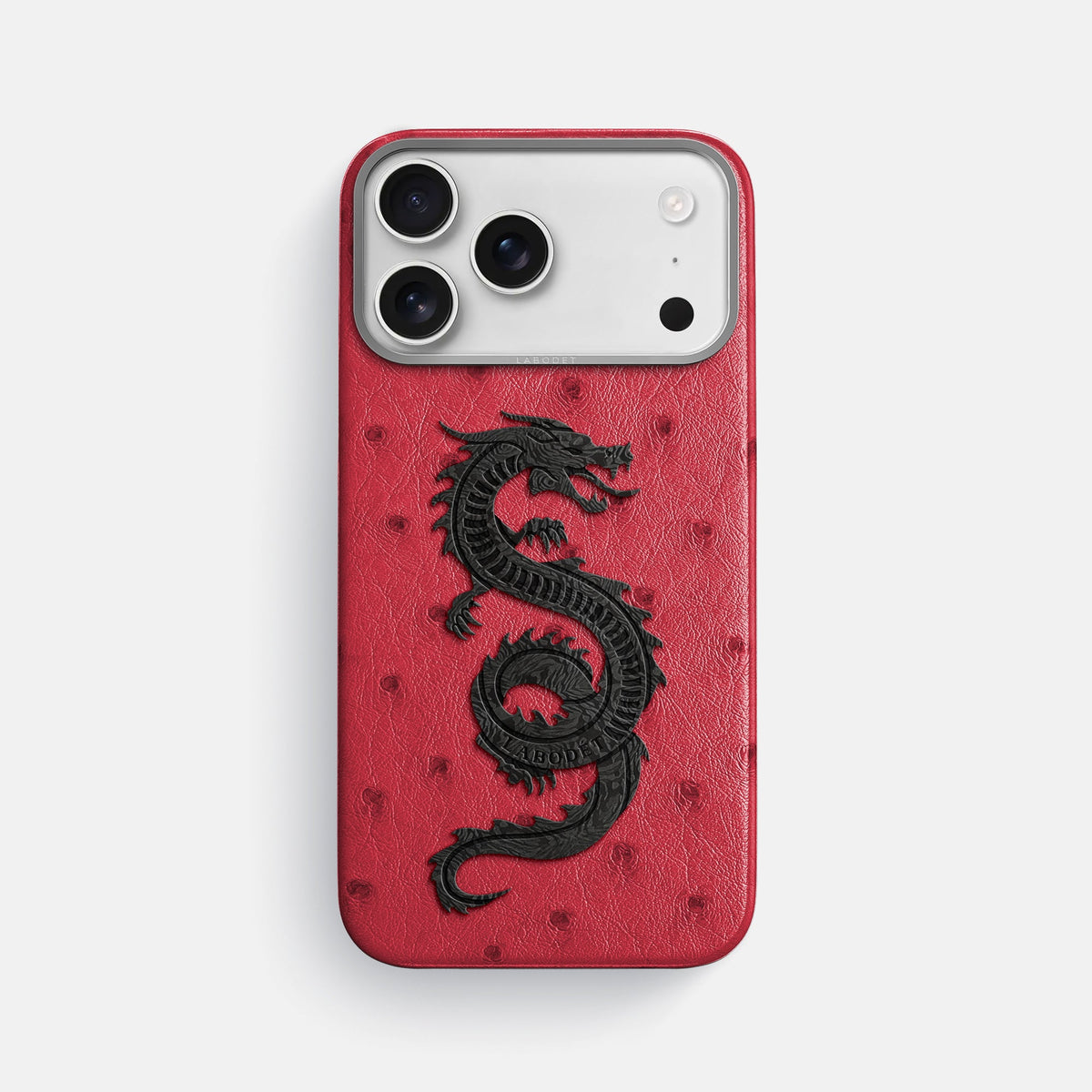Classic Case With Carbon Dragon For iPhone 18 Pro Max In Ostrich -1 | Red-Steel