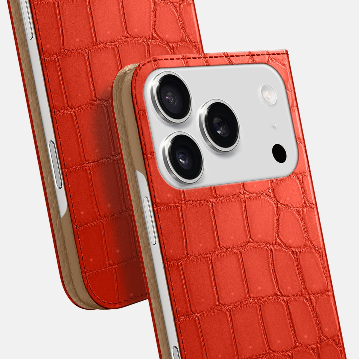 Folio Slim Case For iPhone 18 Pro In Porosus Crocodile -5 | Rust